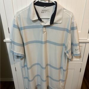 Nike Golf Tour Performance Dri-Fit Polo Shirt XL Blue Stripe Athletic